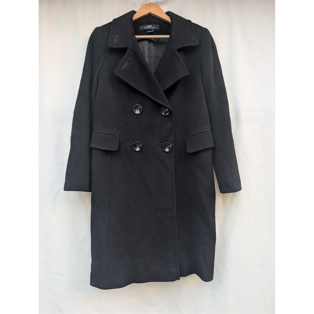 LL Collezioni Italia Coat Womens 10 Black Cashmere Wool Dark Academia Old Money